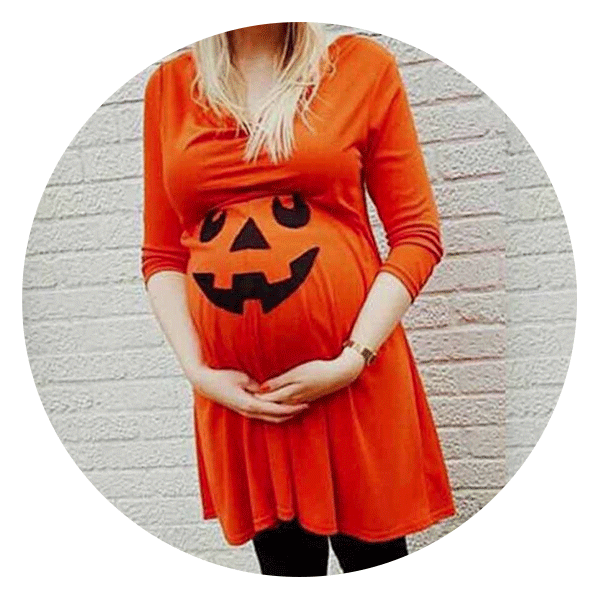 Zppruwei Women Mom Pregnancy Maternity Nursing Halloween Pumpkin Fashion Dresses Clothes image
